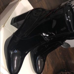 Black patent leather booties